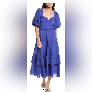 Farm Rio Bubble Cobalt Blue Midi Dress Size XXS